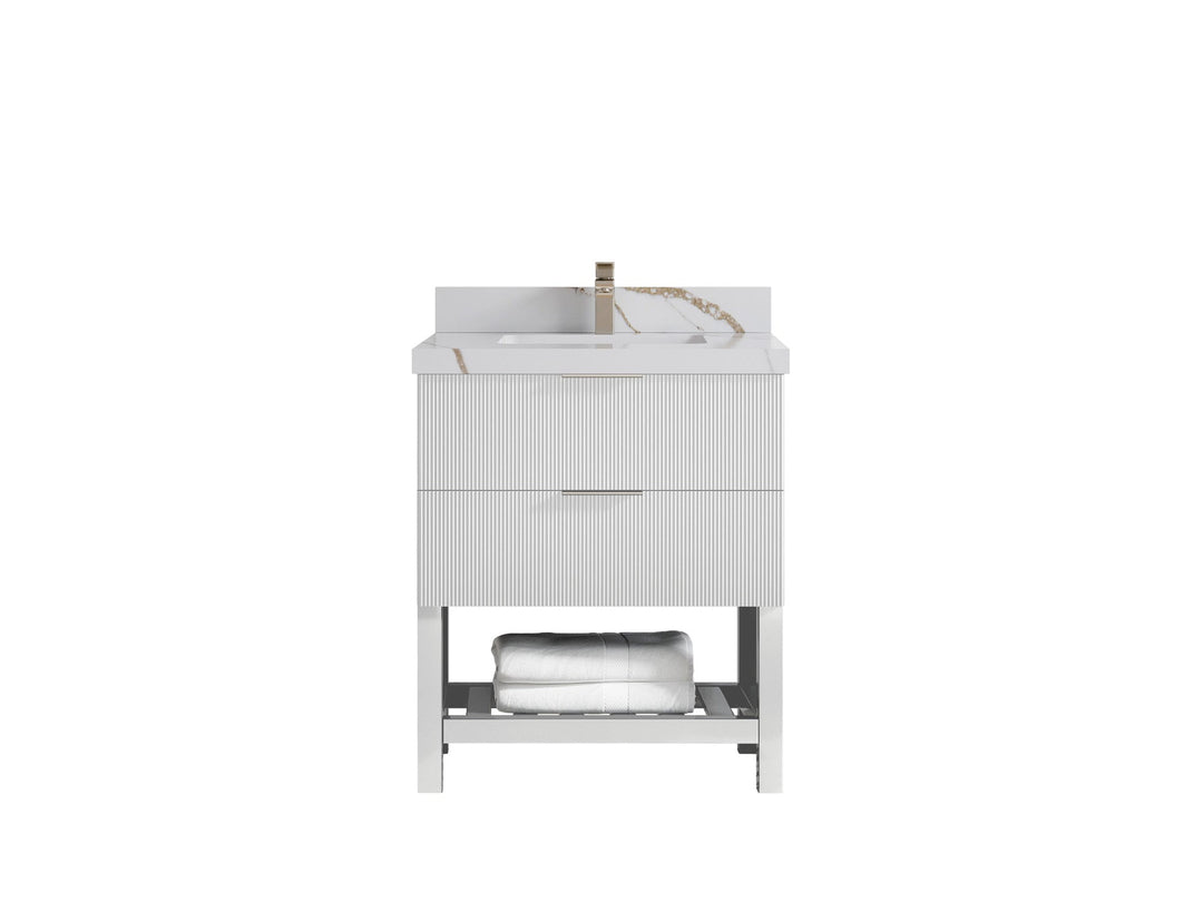 Catalina 30 in W x 22 in D Free Standing Reeded Single Sink Bathroom Vanity - Willow Bath and Vanity