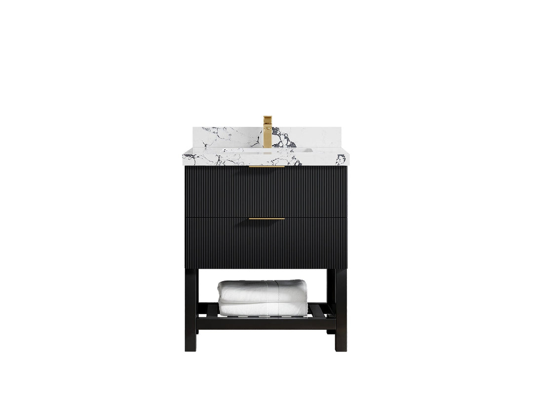 Catalina 30 in W x 22 in D Free Standing Reeded Single Sink Bathroom Vanity - Willow Bath and Vanity