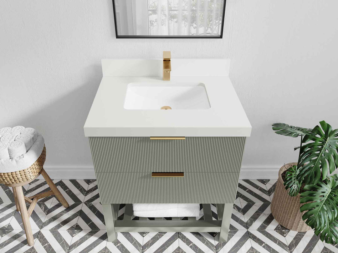 Catalina 30 in W x 22 in D Free Standing Reeded Single Sink Bathroom Vanity - Willow Bath and Vanity