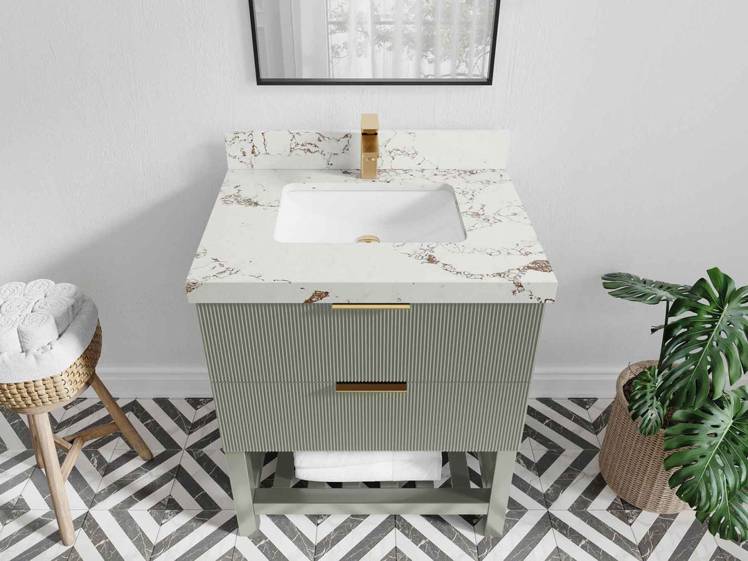 Catalina 30 in W x 22 in D Free Standing Reeded Single Sink Bathroom Vanity - Willow Bath and Vanity
