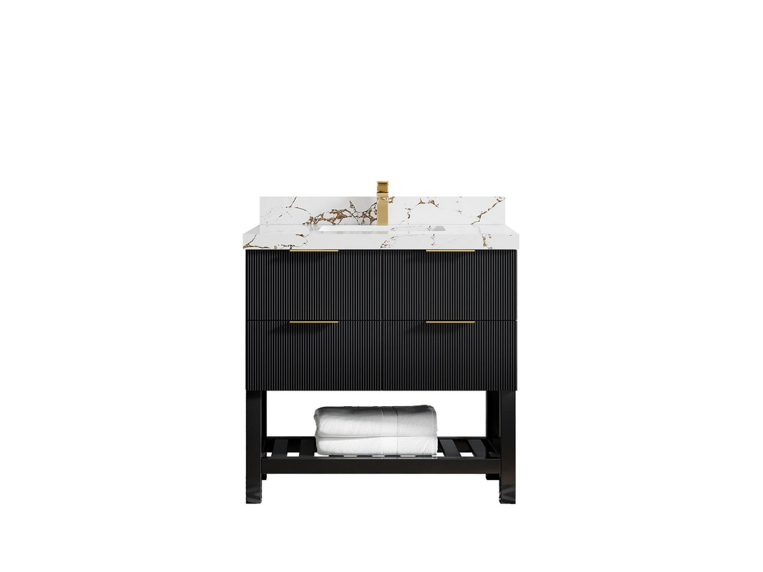 Bathroom Vanity - Calacatta Poanazzo Quartz Countertop