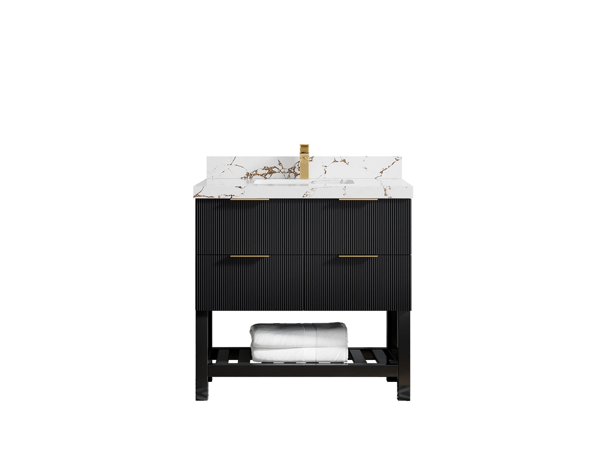 Bathroom Vanity - Calacatta Poanazzo Quartz Countertop