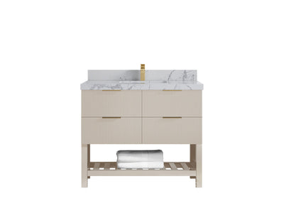 Catalina 42 in W x 22 in D Free Standing Reeded Single Sink Bathroom Vanity - Willow Bath and Vanity