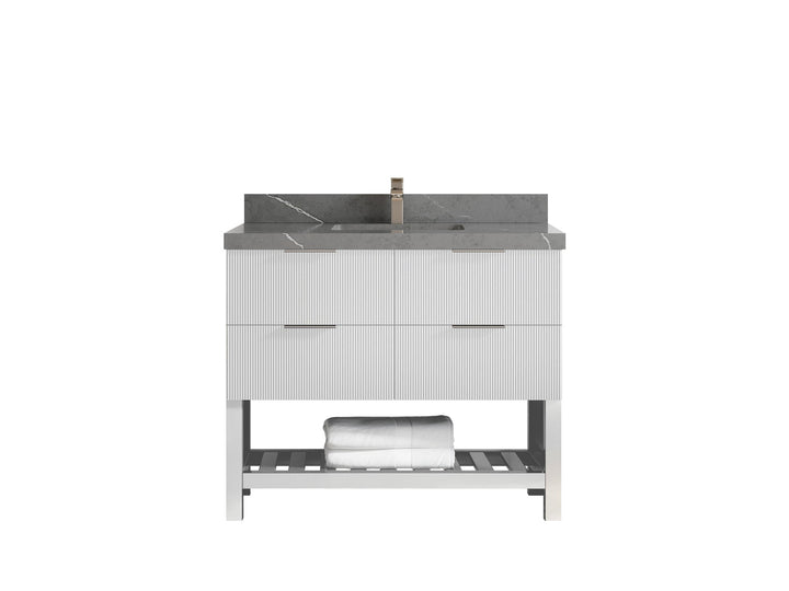 Catalina 42 in W x 22 in D Free Standing Reeded Single Sink Bathroom Vanity - photo 33