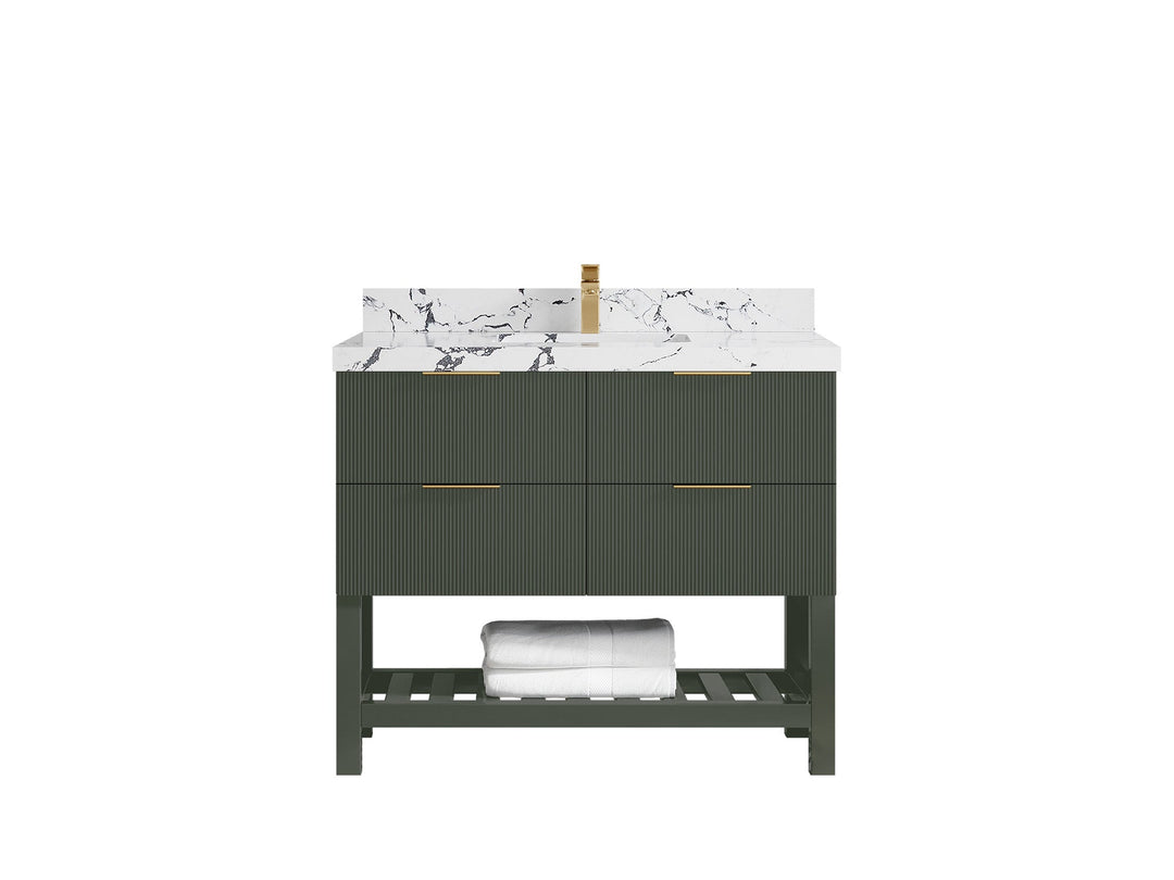 Catalina 42 in W x 22 in D Free Standing Reeded Single Sink Bathroom Vanity - Willow Bath and Vanity