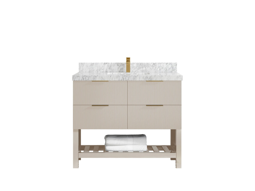 Catalina 42 in W x 22 in D Free Standing Reeded Single Sink Bathroom Vanity - Willow Bath and Vanity