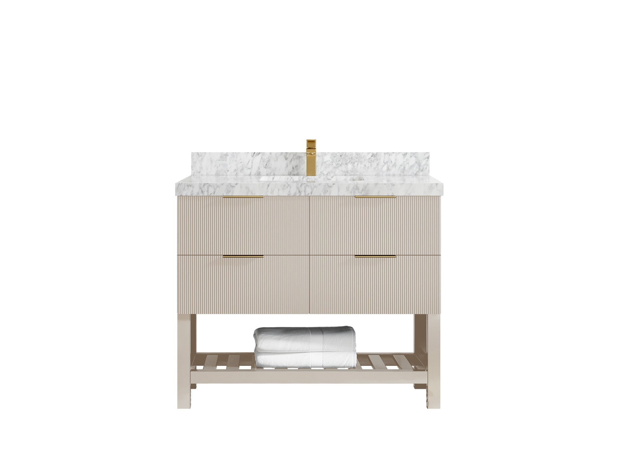 Catalina 42 in W x 22 in D Free Standing Reeded Single Sink Bathroom Vanity - Willow Bath and Vanity