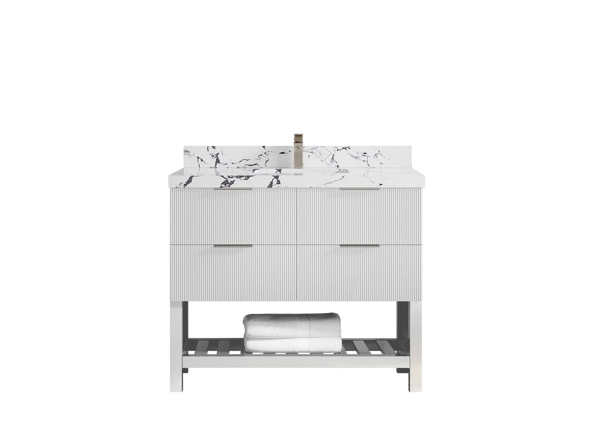 Catalina 42 in W x 22 in D Free Standing Reeded Single Sink Bathroom Vanity - Willow Bath and Vanity