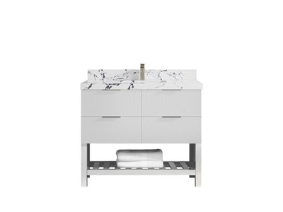 Catalina 42 in W x 22 in D Free Standing Reeded Single Sink Bathroom Vanity - Willow Bath and Vanity