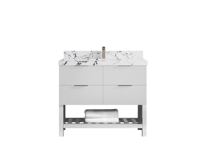 Catalina 42 in W x 22 in D Free Standing Reeded Single Sink Bathroom Vanity - photo 39