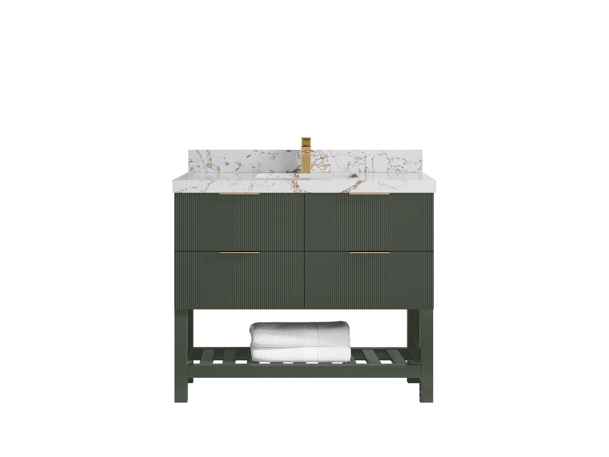 Catalina 42 in W x 22 in D Free Standing Reeded Single Sink Bathroom Vanity - Willow Bath and Vanity