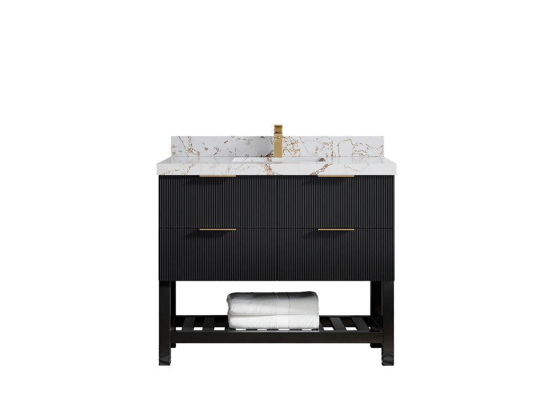 Catalina 42 in W x 22 in D Free Standing Reeded Single Sink Bathroom Vanity - Willow Bath and Vanity