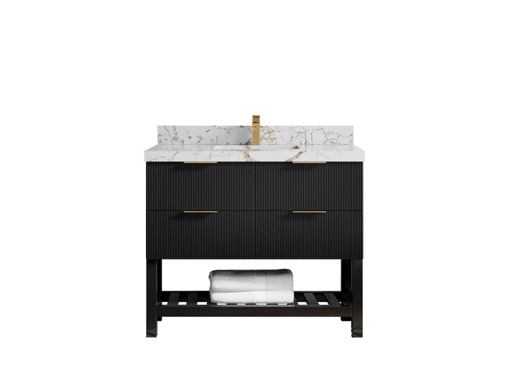 Catalina 42 in W x 22 in D Free Standing Reeded Single Sink Bathroom Vanity - photo 34