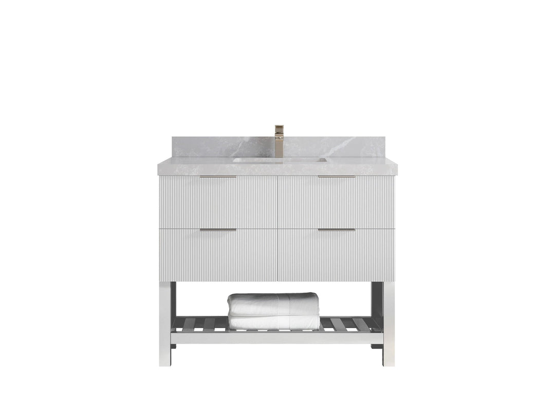Catalina 42 in W x 22 in D Free Standing Reeded Single Sink Bathroom Vanity - Willow Bath and Vanity