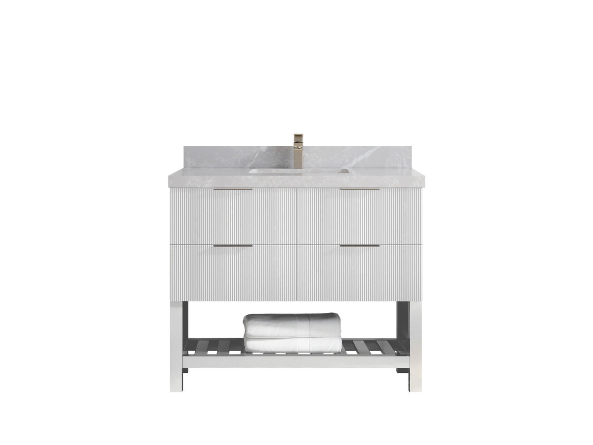 Catalina 42 in W x 22 in D Free Standing Reeded Single Sink Bathroom Vanity - Willow Bath and Vanity