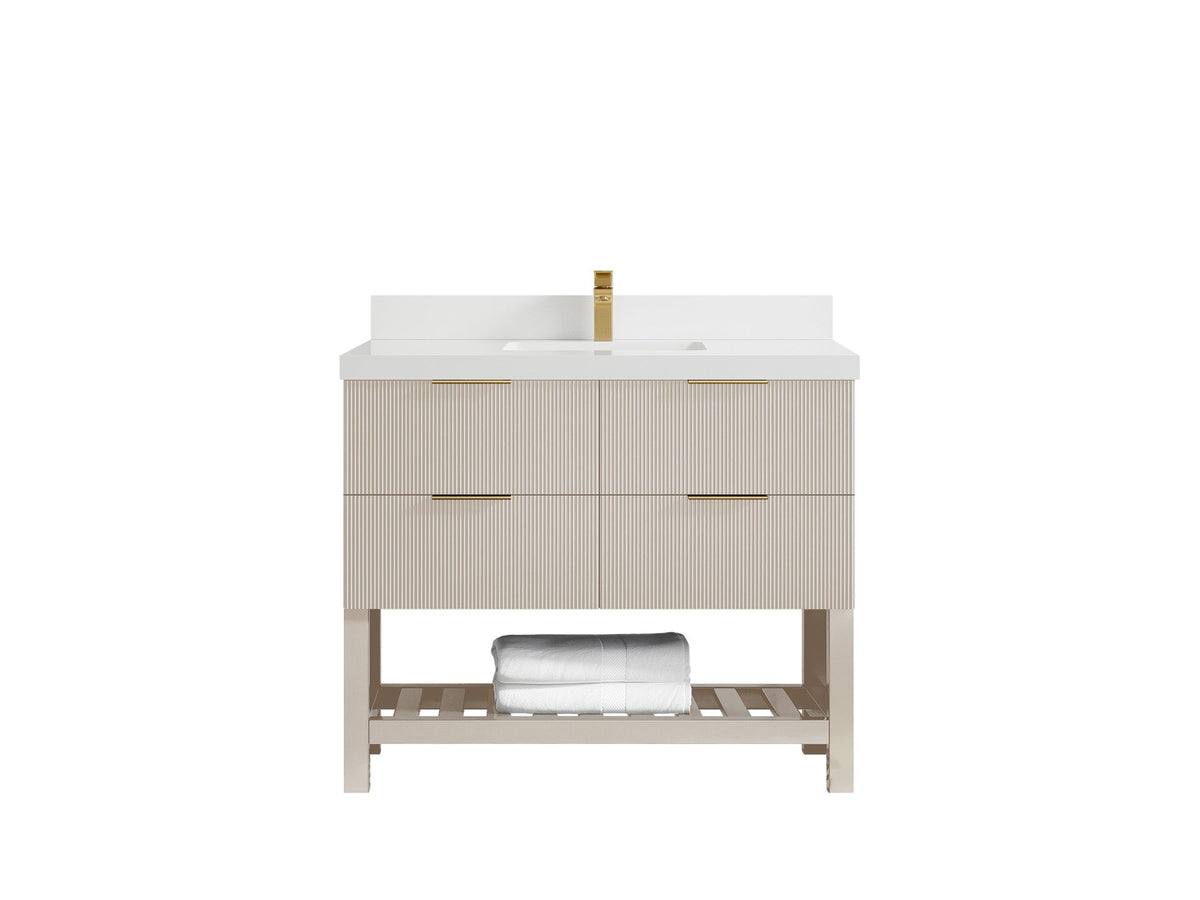 Catalina 42 in W x 22 in D Free Standing Reeded Single Sink Bathroom Vanity - Willow Bath and Vanity