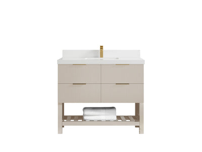 Catalina 42 in W x 22 in D Free Standing Reeded Single Sink Bathroom Vanity - Willow Bath and Vanity