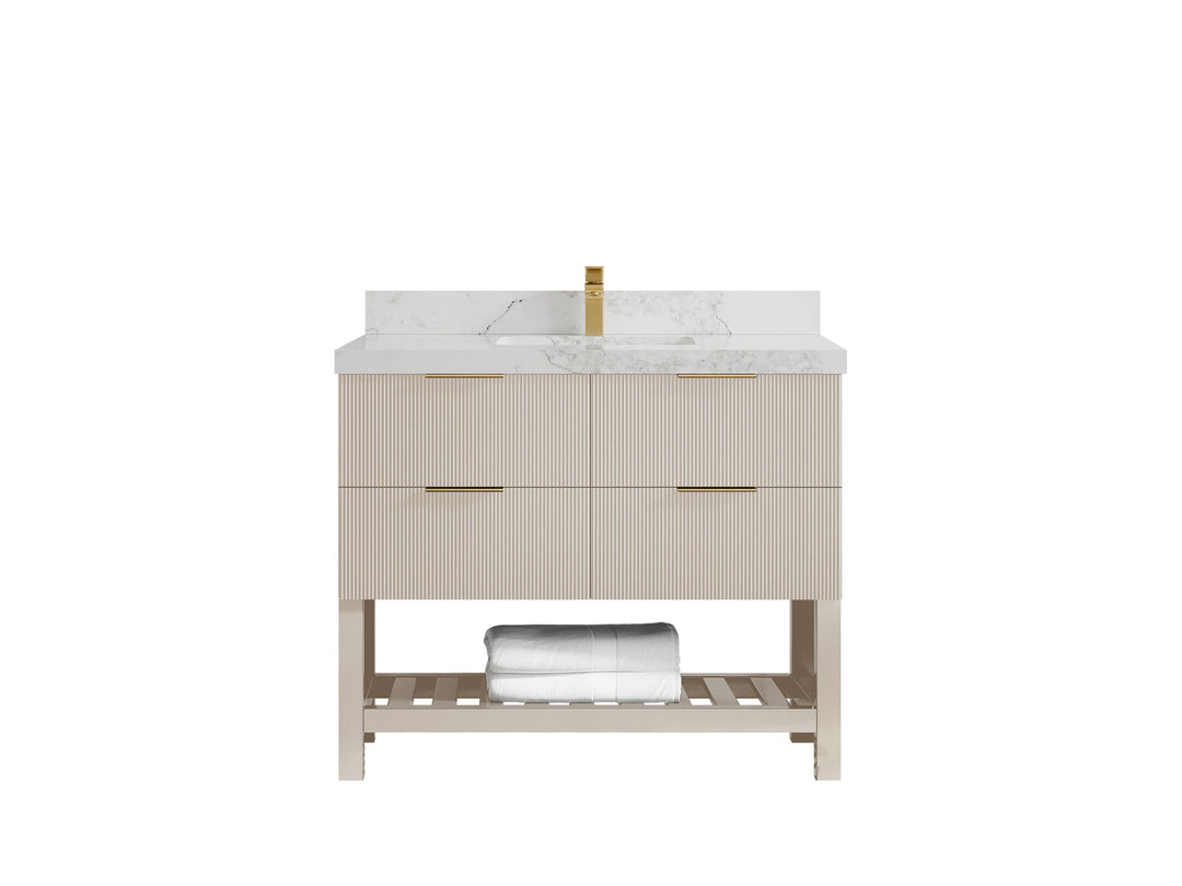 Catalina 42 in W x 22 in D Free Standing Reeded Single Sink Bathroom Vanity - Willow Bath and Vanity