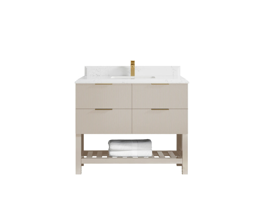 Catalina 42 in W x 22 in D Free Standing Reeded Single Sink Bathroom Vanity - Willow Bath and Vanity