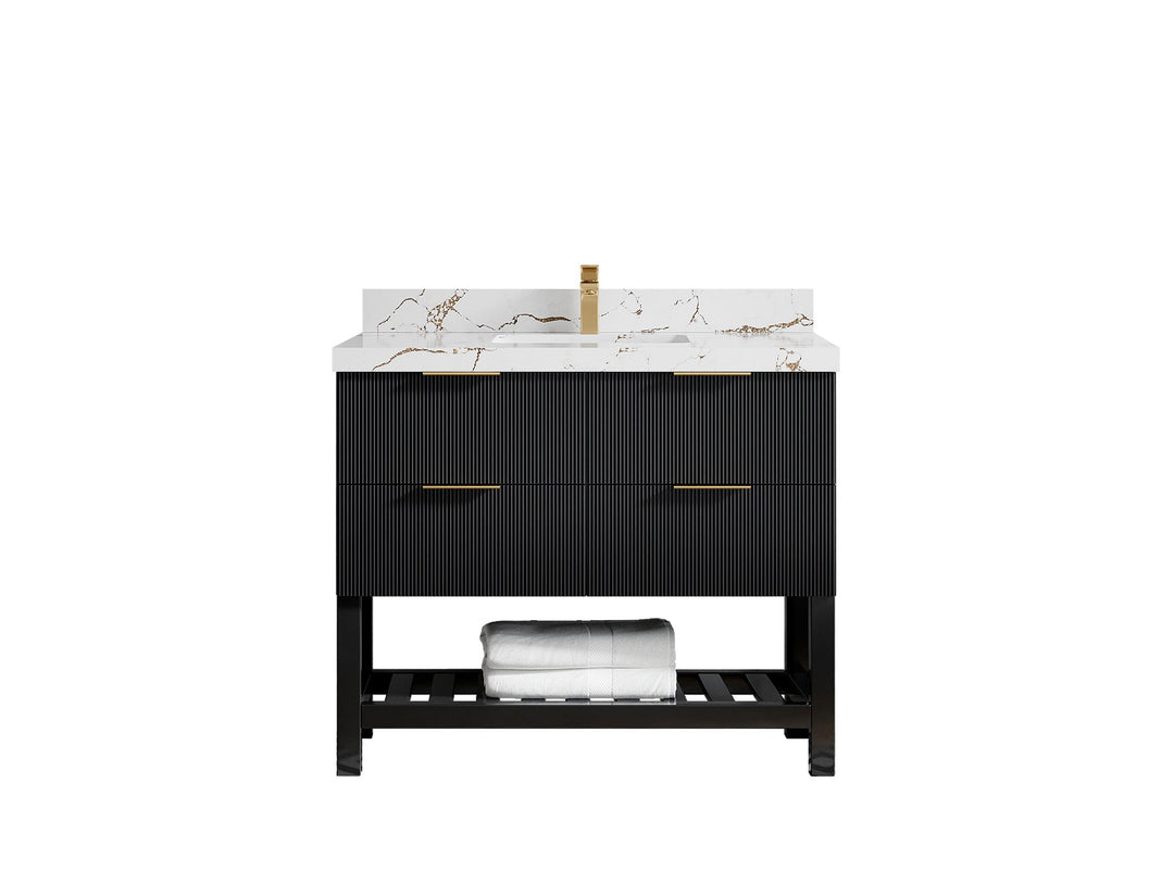 Catalina 42 in W x 22 in D Free Standing Reeded Single Sink Bathroom Vanity - Willow Bath and Vanity