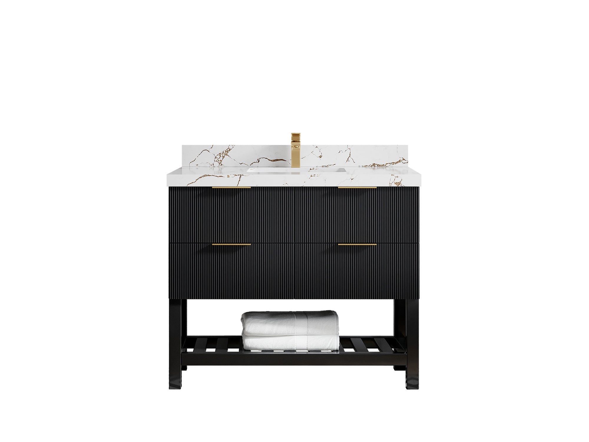 Catalina 42 in W x 22 in D Free Standing Reeded Single Sink Bathroom Vanity - Willow Bath and Vanity