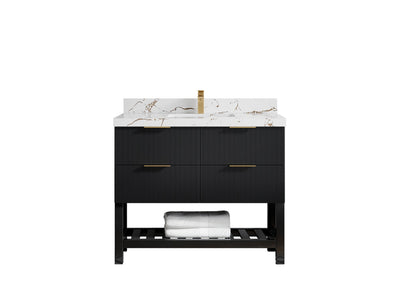 Catalina 42 in W x 22 in D Free Standing Reeded Single Sink Bathroom Vanity - Willow Bath and Vanity