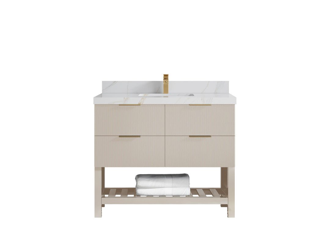 Catalina 42 in W x 22 in D Free Standing Reeded Single Sink Bathroom Vanity - Willow Bath and Vanity