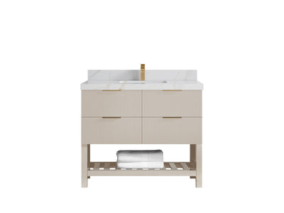Catalina 42 in W x 22 in D Free Standing Reeded Single Sink Bathroom Vanity - Willow Bath and Vanity