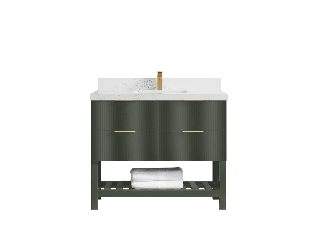 Catalina 42 in W x 22 in D Free Standing Reeded Single Sink Bathroom Vanity - Willow Bath and Vanity
