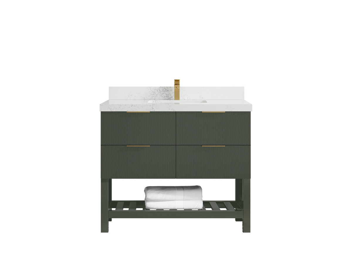 Catalina 42 in W x 22 in D Free Standing Reeded Single Sink Bathroom Vanity - Willow Bath and Vanity
