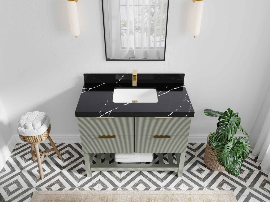 Catalina 42 in W x 22 in D Free Standing Reeded Single Sink Bathroom Vanity - Willow Bath and Vanity