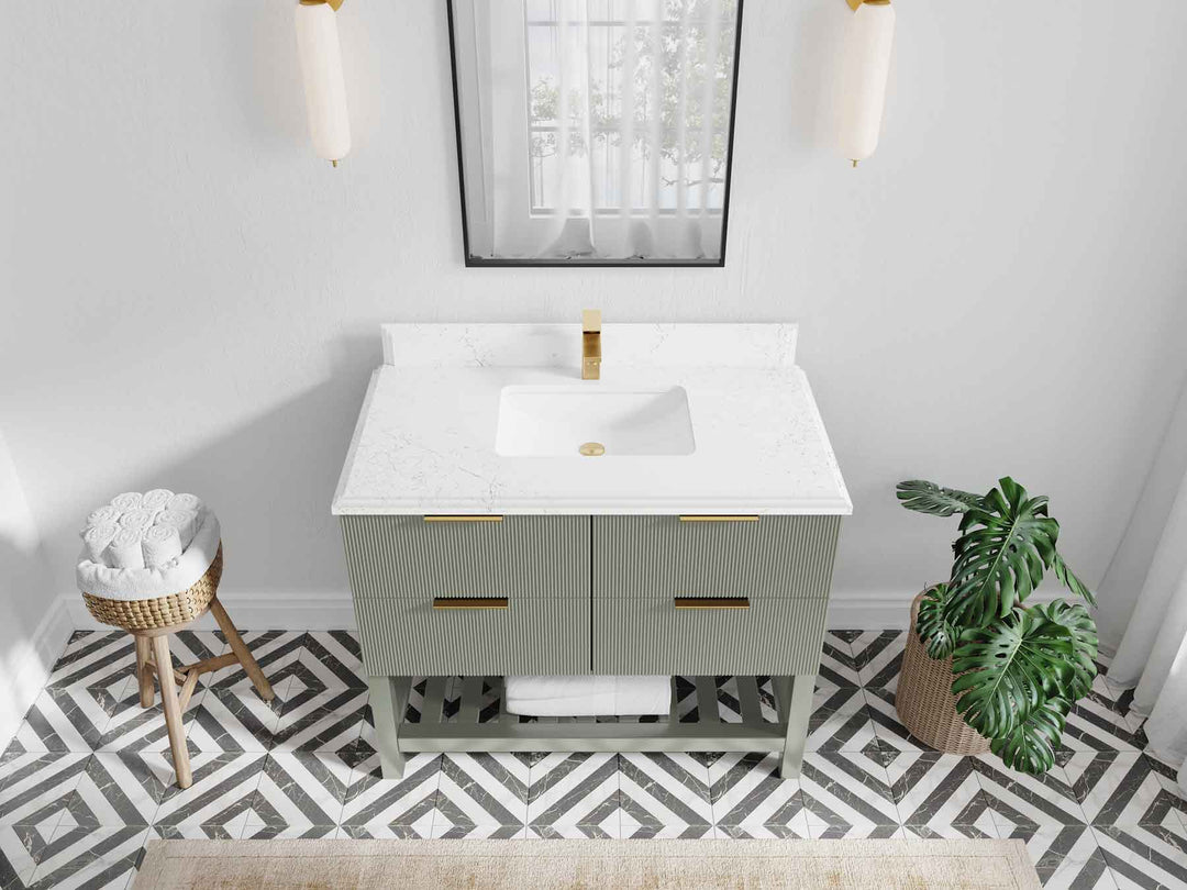 Catalina 42 in W x 22 in D Free Standing Reeded Single Sink Bathroom Vanity - Willow Bath and Vanity