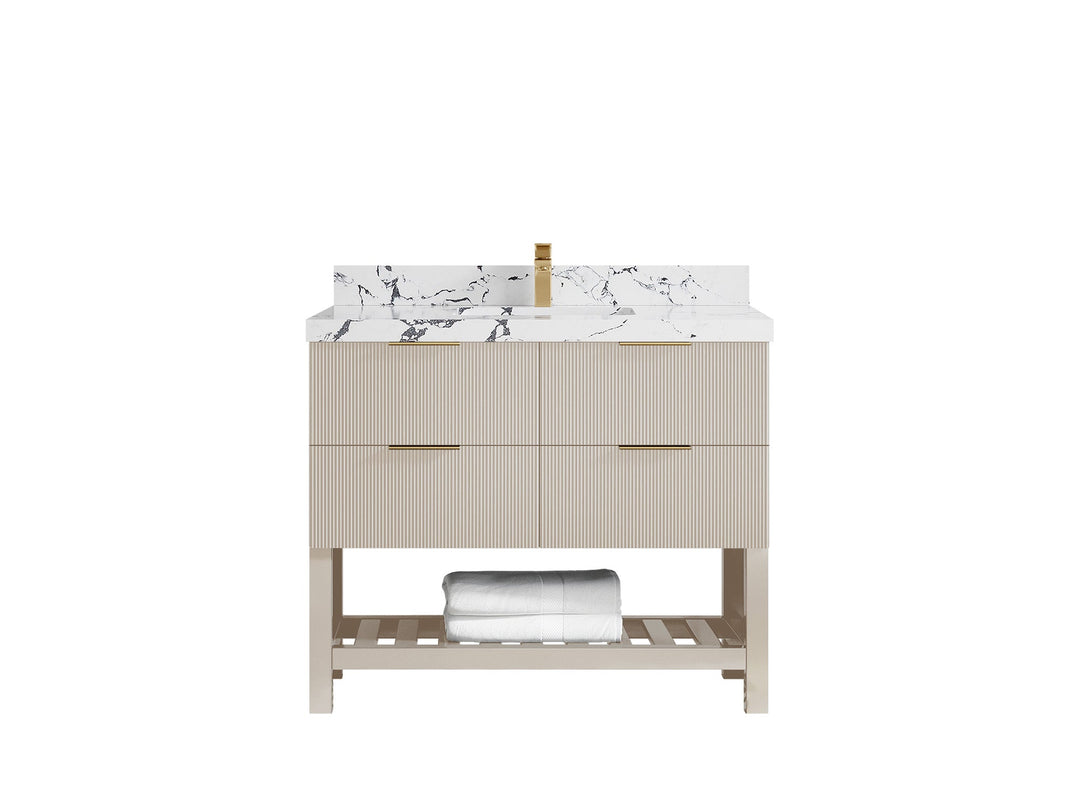 Catalina 42 in W x 22 in D Free Standing Reeded Single Sink Bathroom Vanity - Willow Bath and Vanity