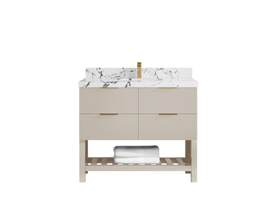 Catalina 42 in W x 22 in D Free Standing Reeded Single Sink Bathroom Vanity - Willow Bath and Vanity