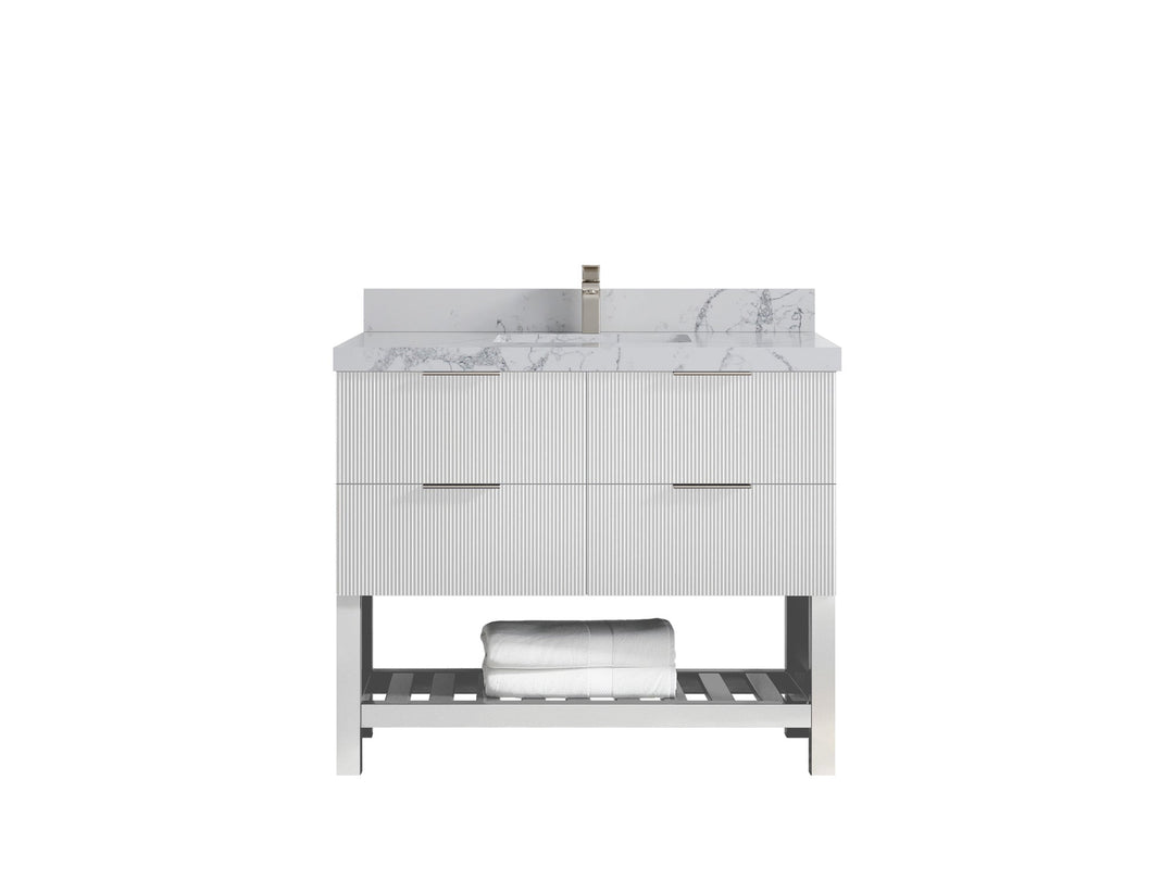 Catalina 42 in W x 22 in D Free Standing Reeded Single Sink Bathroom Vanity - Willow Bath and Vanity