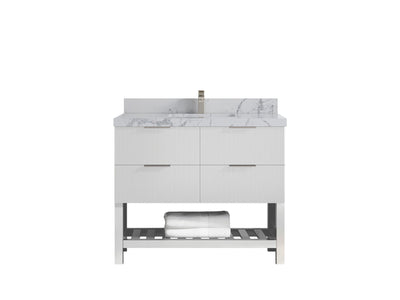 Catalina 42 in W x 22 in D Free Standing Reeded Single Sink Bathroom Vanity - Willow Bath and Vanity