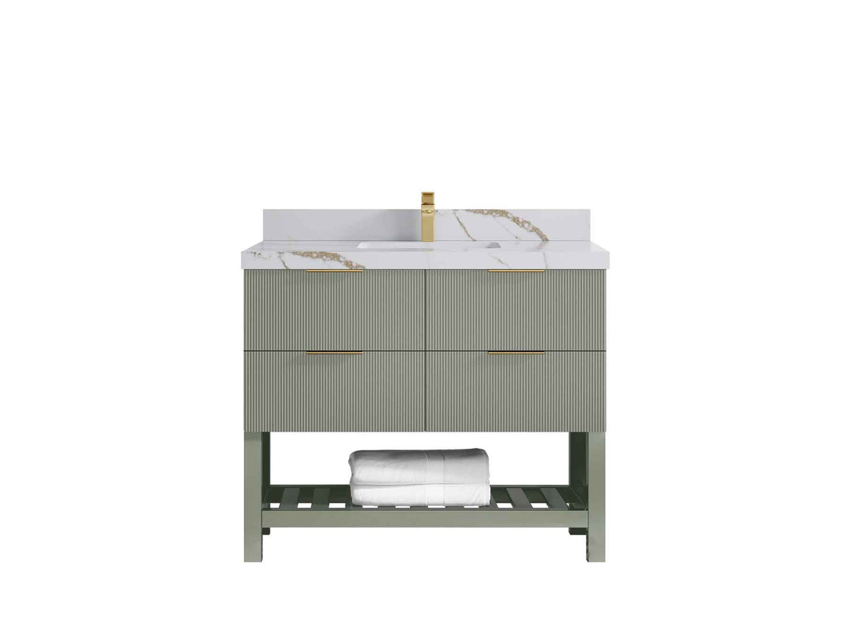 Catalina 42 in W x 22 in D Free Standing Reeded Single Sink Bathroom Vanity - Willow Bath and Vanity