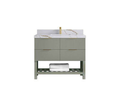 Catalina 42 in W x 22 in D Free Standing Reeded Single Sink Bathroom Vanity - Willow Bath and Vanity