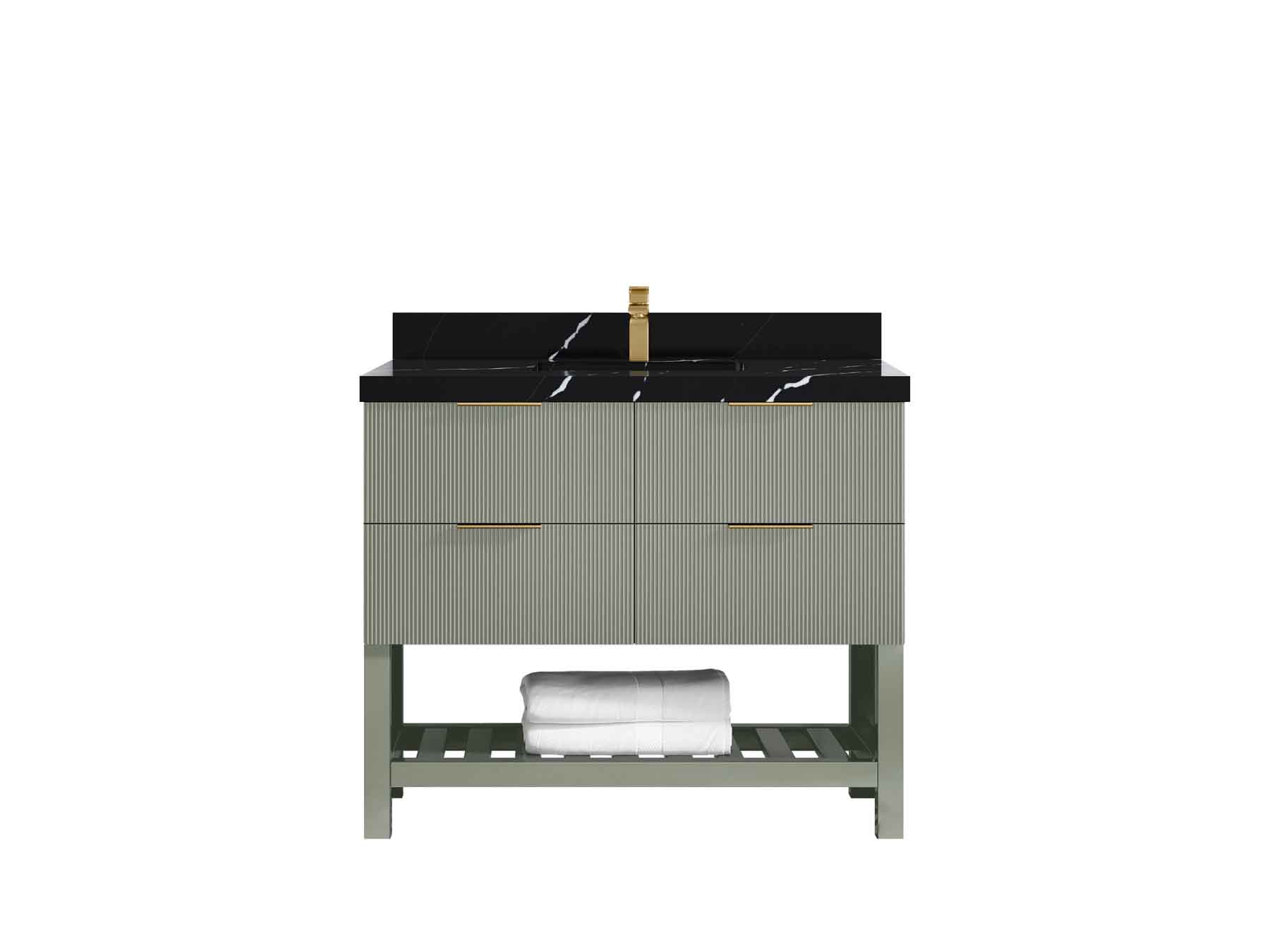 Catalina 42 in W x 22 in D Free Standing Reeded Single Sink Bathroom Vanity - Willow Bath and Vanity
