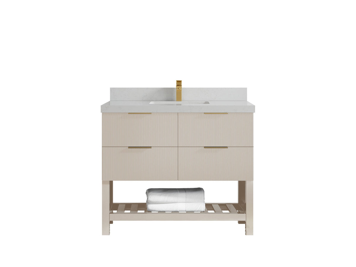 Catalina 42 in W x 22 in D Free Standing Reeded Single Sink Bathroom Vanity - Willow Bath and Vanity