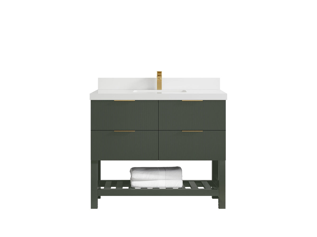 Catalina 42 in W x 22 in D Free Standing Reeded Single Sink Bathroom Vanity - Willow Bath and Vanity