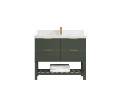 Catalina 42 in W x 22 in D Free Standing Reeded Single Sink Bathroom Vanity - Willow Bath and Vanity