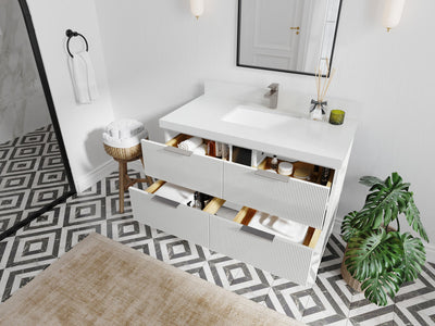 Catalina 42 in W x 22 in D Free Standing Reeded Single Sink Bathroom Vanity - Willow Bath and Vanity