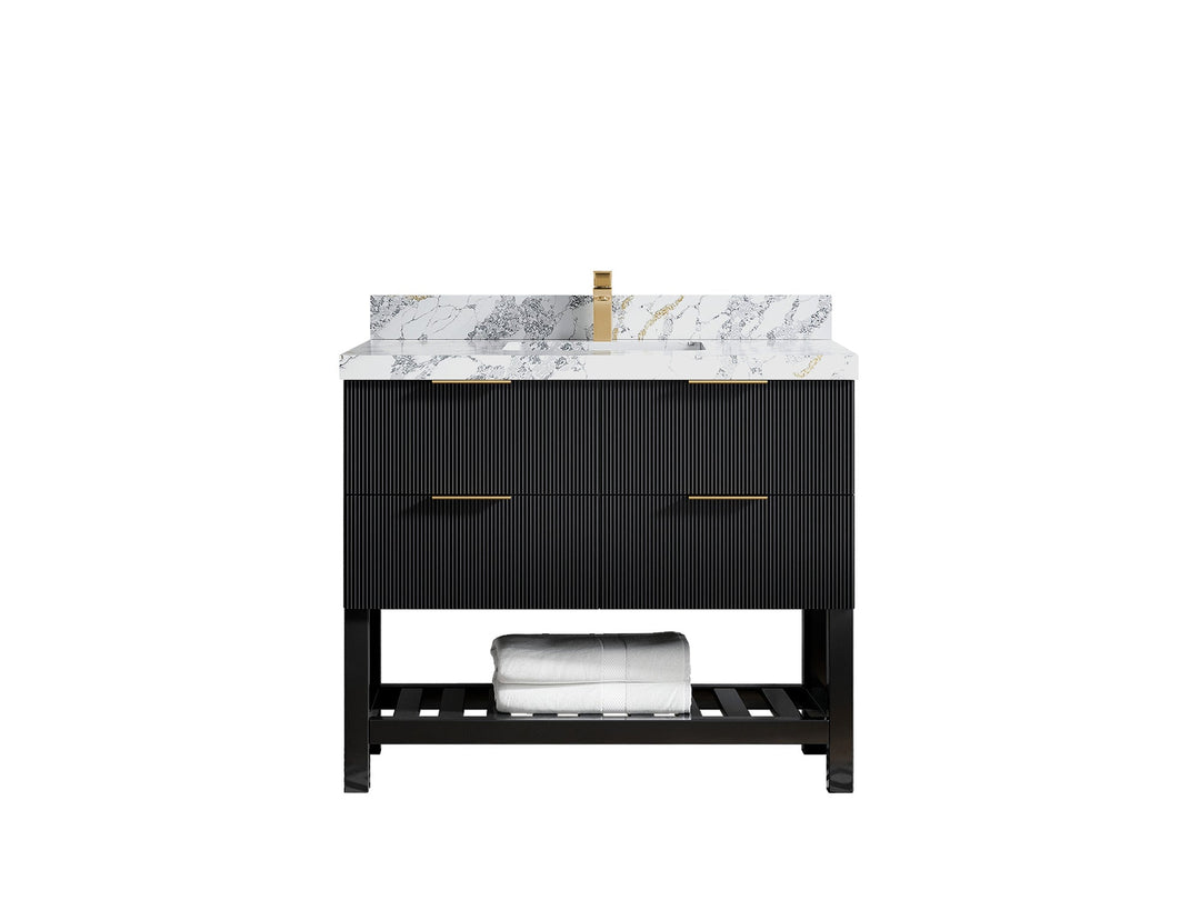 Catalina 42 in W x 22 in D Free Standing Reeded Single Sink Bathroom Vanity - Willow Bath and Vanity