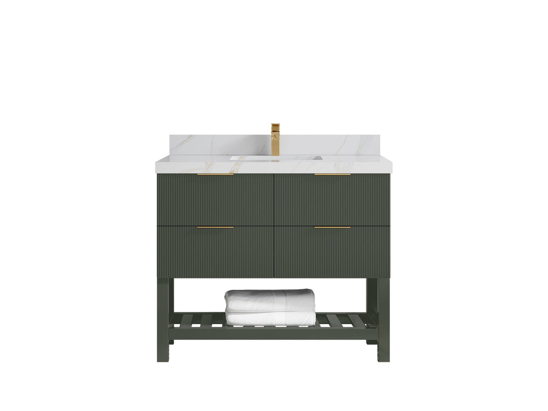 Catalina 42 in W x 22 in D Free Standing Reeded Single Sink Bathroom Vanity - Willow Bath and Vanity