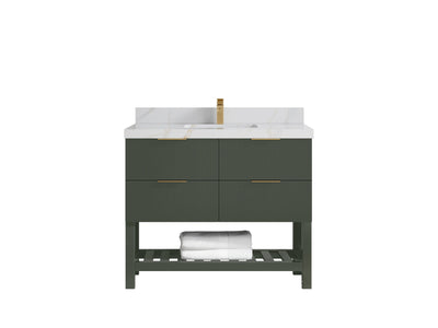 Catalina 42 in W x 22 in D Free Standing Reeded Single Sink Bathroom Vanity - Willow Bath and Vanity