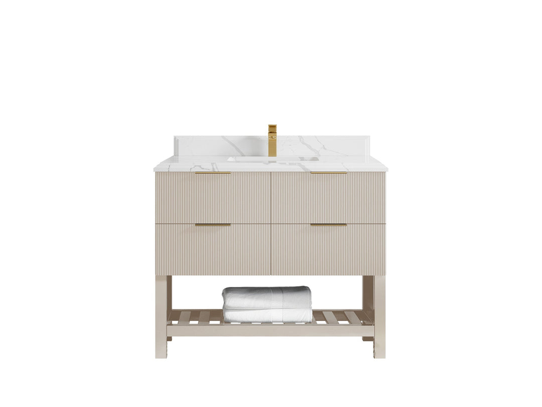Catalina 42 in W x 22 in D Free Standing Reeded Single Sink Bathroom Vanity - Willow Bath and Vanity