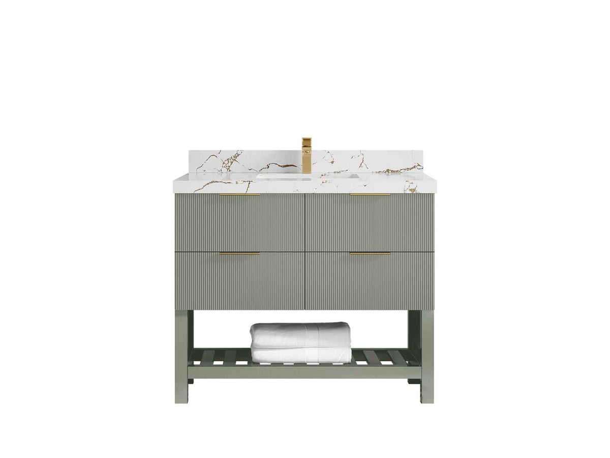 Catalina 42 in W x 22 in D Free Standing Reeded Single Sink Bathroom Vanity - Willow Bath and Vanity
