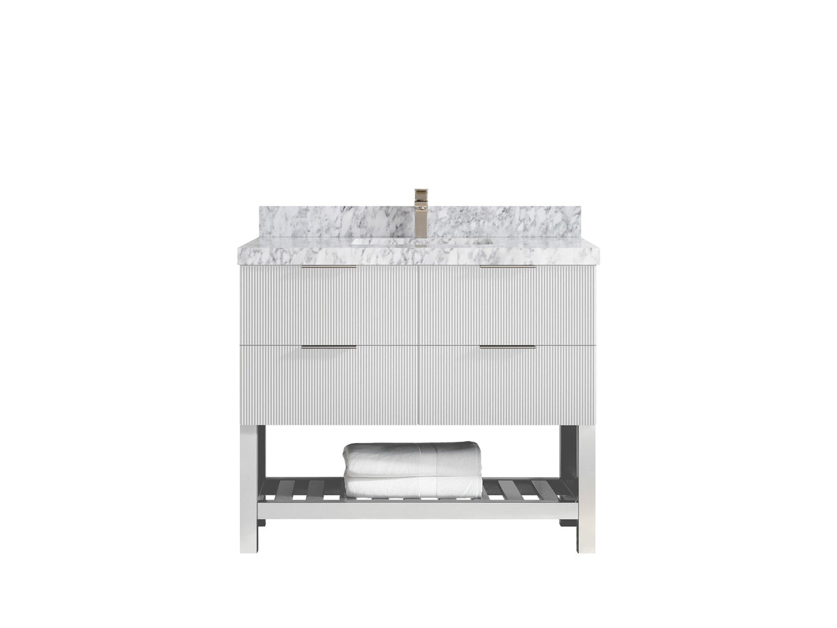 Catalina 42 in W x 22 in D Free Standing Reeded Single Sink Bathroom Vanity - Willow Bath and Vanity