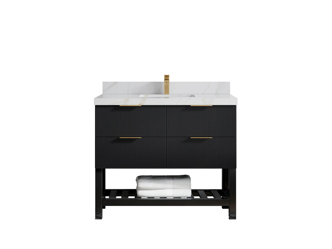 Catalina 42 in W x 22 in D Free Standing Reeded Single Sink Bathroom Vanity - Willow Bath and Vanity